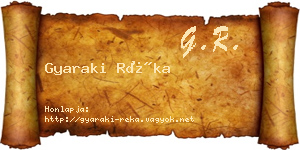 Gyaraki Réka névjegykártya